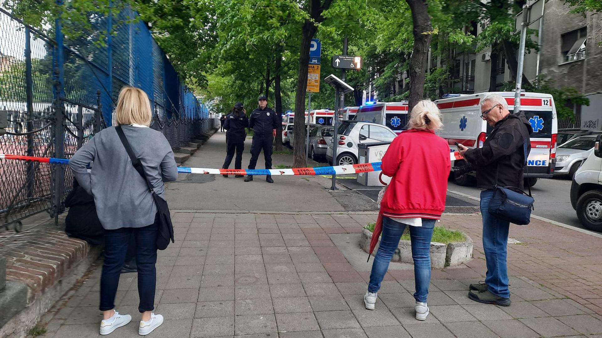 03, May, 2023, Belgrade - A student of the seventh grade of the Elementary School "Vladislav Ribnikar" is suspected to have fired a pistol at the security guard, the teacher and the students this morning. VIDEO: A.M./ATAImages.03, maj, 2023, Beograd - Ucenik sedmog razreda Osnovne skole "Vladislav Ribnikar" kako se sumnja, pucao je jutros iz pistolja na obezbeđenje, nastavnicu i ucenike. VIDEO: A.M./ATAImages. Photo: A.M./ATA Images/PIXSELL