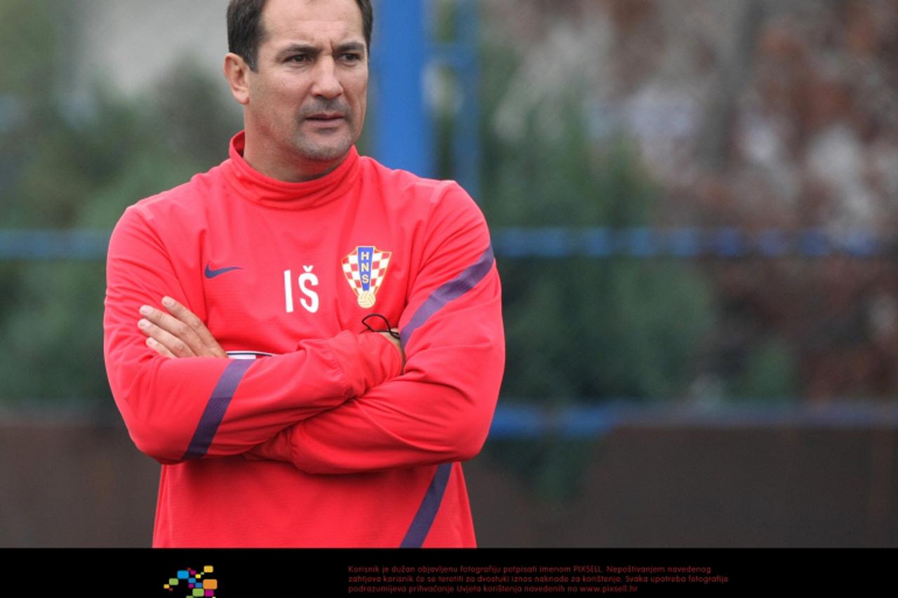 '14.10.2012., Osijek - Na pomocnom terenu stadiona Gradski vrt hrvatska nogometna reprezentacija odradila je trening uoci utakmice s Walesom. Igor Stimac. Photo: Davor Javorovic/PIXSELL'
