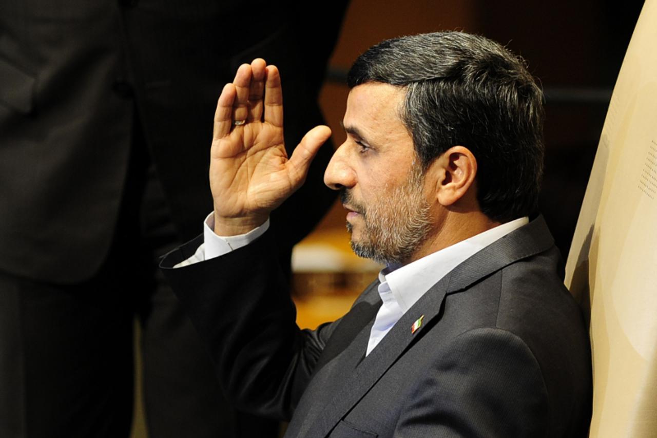 \'Iran\'s President Mahmoud Ahmadinejad addresses the 66th UN General Assembly at the United Nations headquarters in New York, September 22, 2011. EU delegations Thursday staged a walkout of a speech 