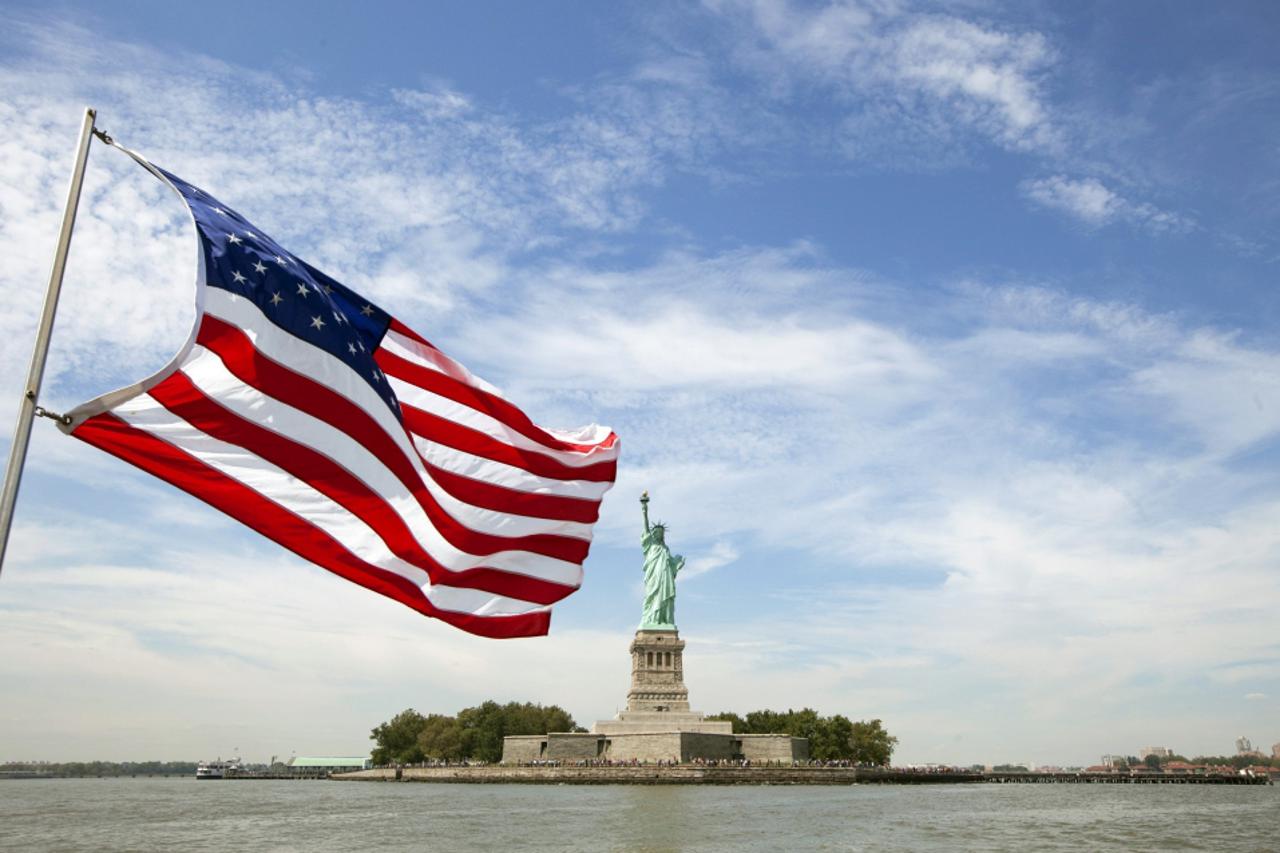 amerika, kip slobode, američka zastava