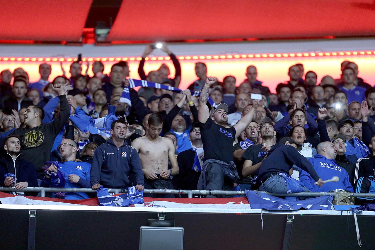 29.09.2015., Allianz Arena, Muenchen, Njemacka - UEFA Liga prvaka, skupina F, 2. kolo, Bayern - Dinamo Zagreb. Navijaci Dinama, Bad Blue Boys.  Photo: Goran Stanzl/PIXSELL