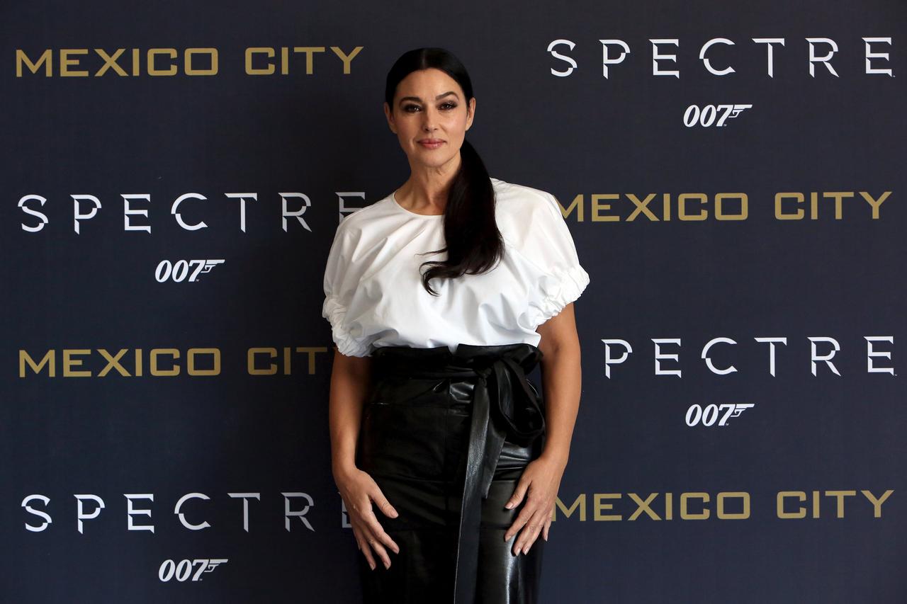 Actress Monica Bellucci poses during a photocall for the new James Bond 007 film 