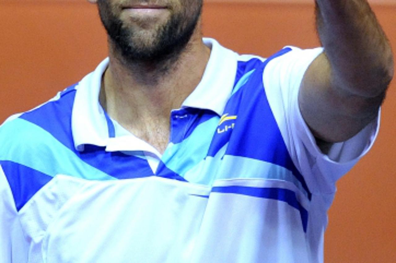 '02.02.2012., Dom sportova, Zagreb - ATP teniski turnir PBZ Zagreb Indoors. Dudi Sela - Ivo Karlovic.  Photo: Goran Stanzl/PIXSELL'
