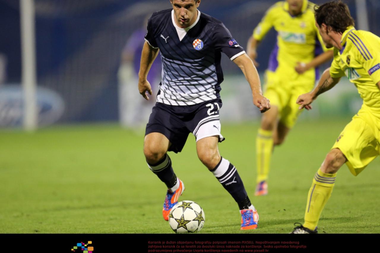 '22.08.2012., stadion u Maksimiru, Zagreb - 1. utakmica doigravanja za ulazak u skupinu Lige prvaka, GNK Dinamo - NK Maribor. Fatos Beqiraj Photo: Igor Kralj/PIXSELL'