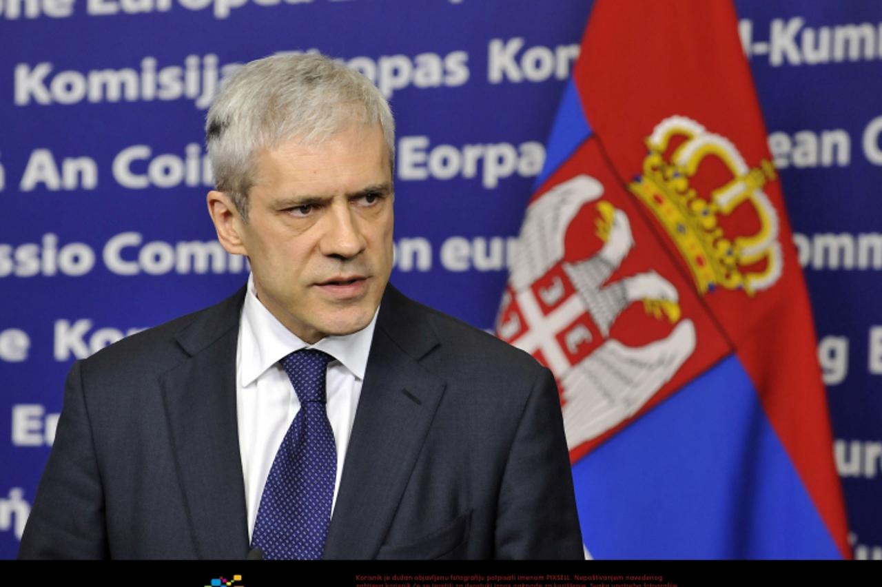 \'(120227) -- BRUSSELS, Feb. 27, 2012 () -- Serbian President Boris Tadic speaks during a press briefing held together with EUØs high representative for foreign affairs and security policy Catherine A