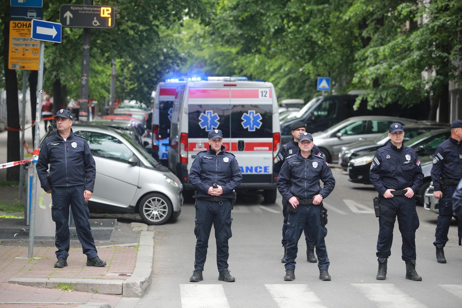 03, May, 2023, Belgrade - A student of the seventh grade of the Elementary School "Vladislav Ribnikar" is suspected to have fired a pistol at the security guard, the teacher and the students this morning.   03, maj, 2023, Beograd - Ucenik sedmog razreda Osnovne skole "Vladislav Ribnikar" kako se sumnja, pucao je jutros iz pistolja na obezbeđenje, nastavnicu i ucenike.    Photo: Milos Tesic/ATAImages/PIXSELL