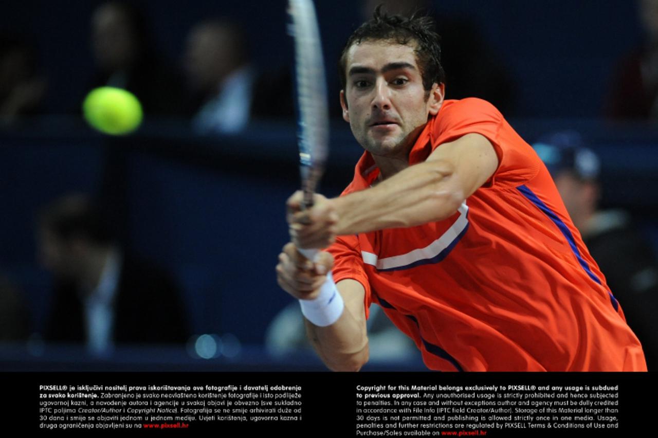 '10.02.2012., Dom sportova, Zagreb - ATP teniski turnir PBZ Zagreb Indoors 2013. Marin Cilic u finalu je svladao Jurgena Melzera i treci put odnio pobjedu.  Photo: Daniel Kasap/PIXSELL'