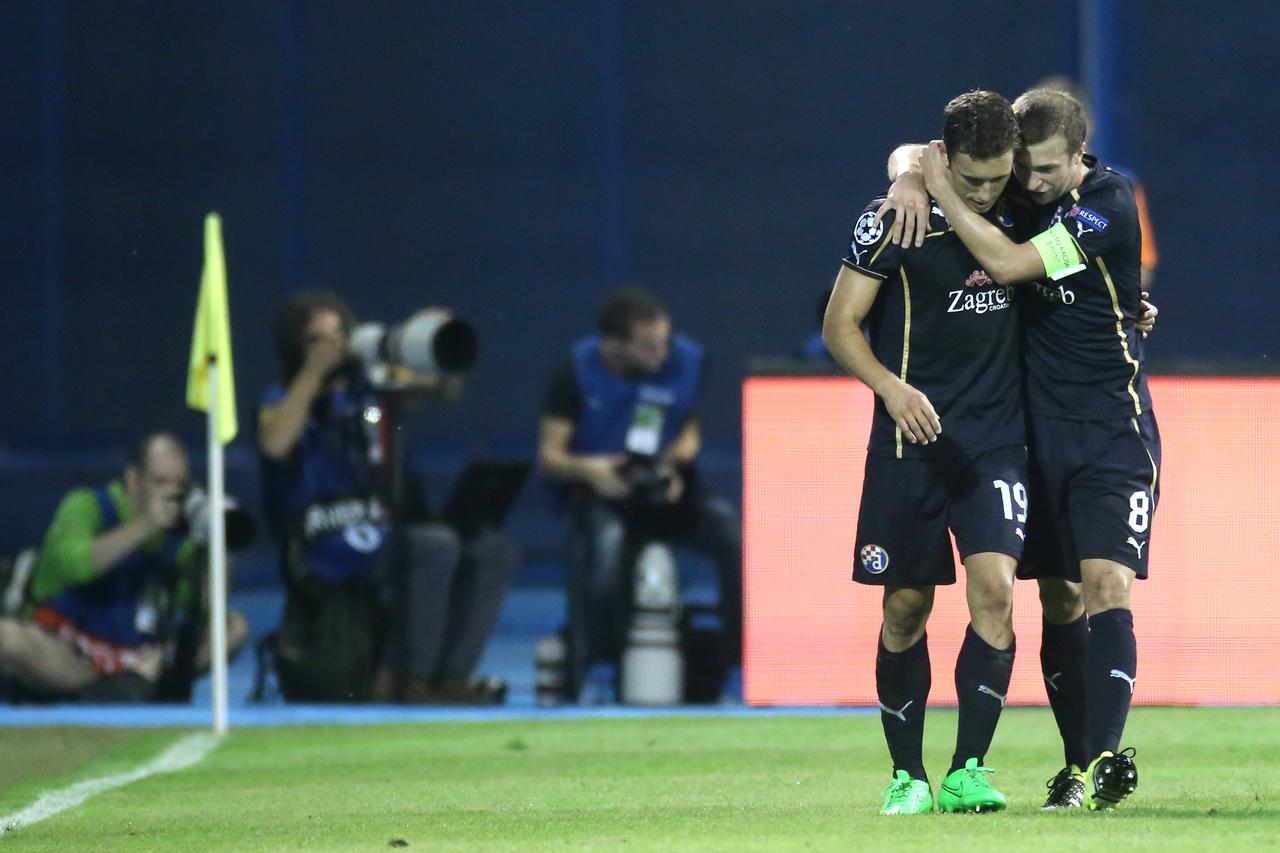 16.09.2015., stadion Maksimir, Zagreb - UEFA Liga prvaka, skupina F, 1. kolo, GNK Dinamo - Arsenal FC. Josip Pivaric, Domagoj Antolic. Photo: Sanjin Strukic/PIXSELL