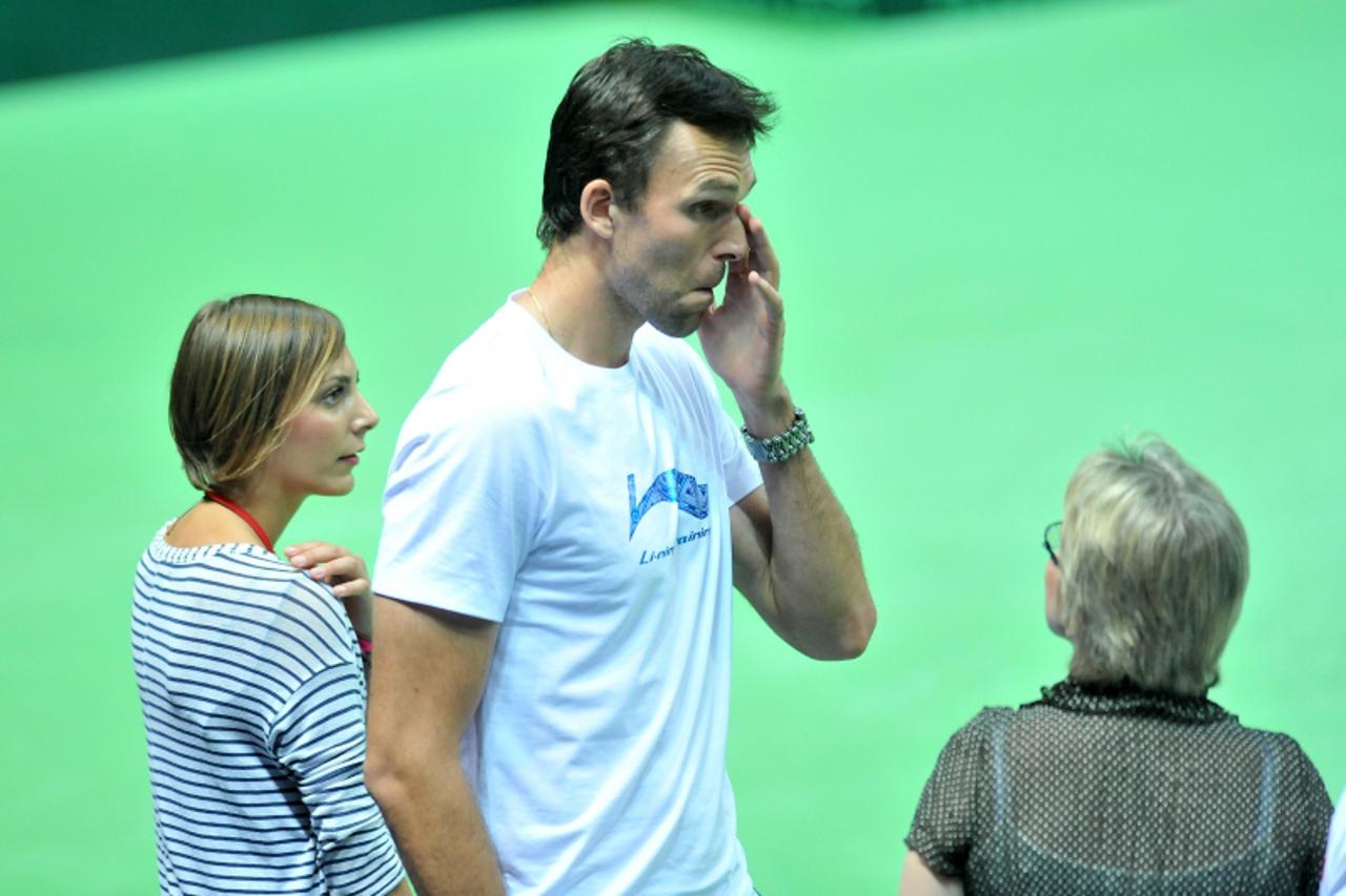 '09.07.2010. Spaladium Arena, Split - Cetvrtfinale Svjetske skupine Davis Cupa, 2. teniski mec izmedju Marina Cilica i Viktora Troickog. Ivo Karlovic. Photo: Antonio Bronic/PIXSELL'