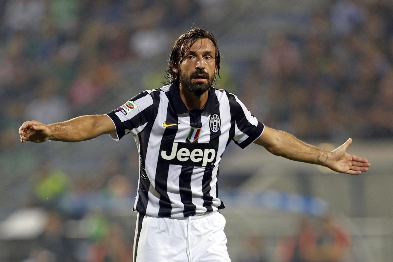 Juventus' Andrea Pirlo reacts during their Italian Serie A soccer match against Sassuolo at the Mapei stadium in Reggio Emilia October 18, 2014. REUTERS/Giampiero Sposito (ITALY - Tags: SPORT SOCCER)  Picture Supplied by Action Images