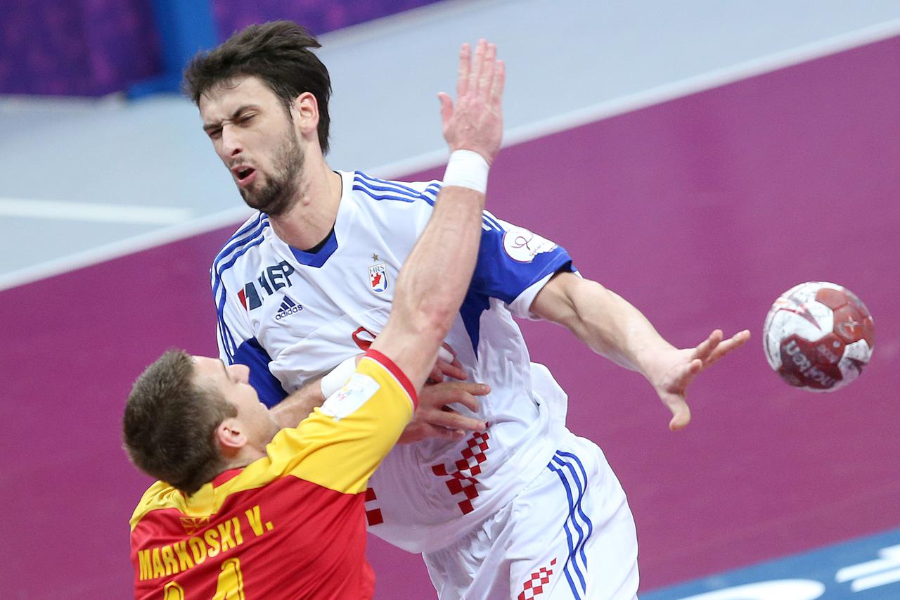 21.01.2015., Duhail Handball Sports Hall, Doha, Katar - 24. svjetsko rukometno prvenstvo, 4. kolo, grupa B, Makedonija- Hrvatska. Marko Kopljar.  Photo: Goran Stanzl/PIXSELL