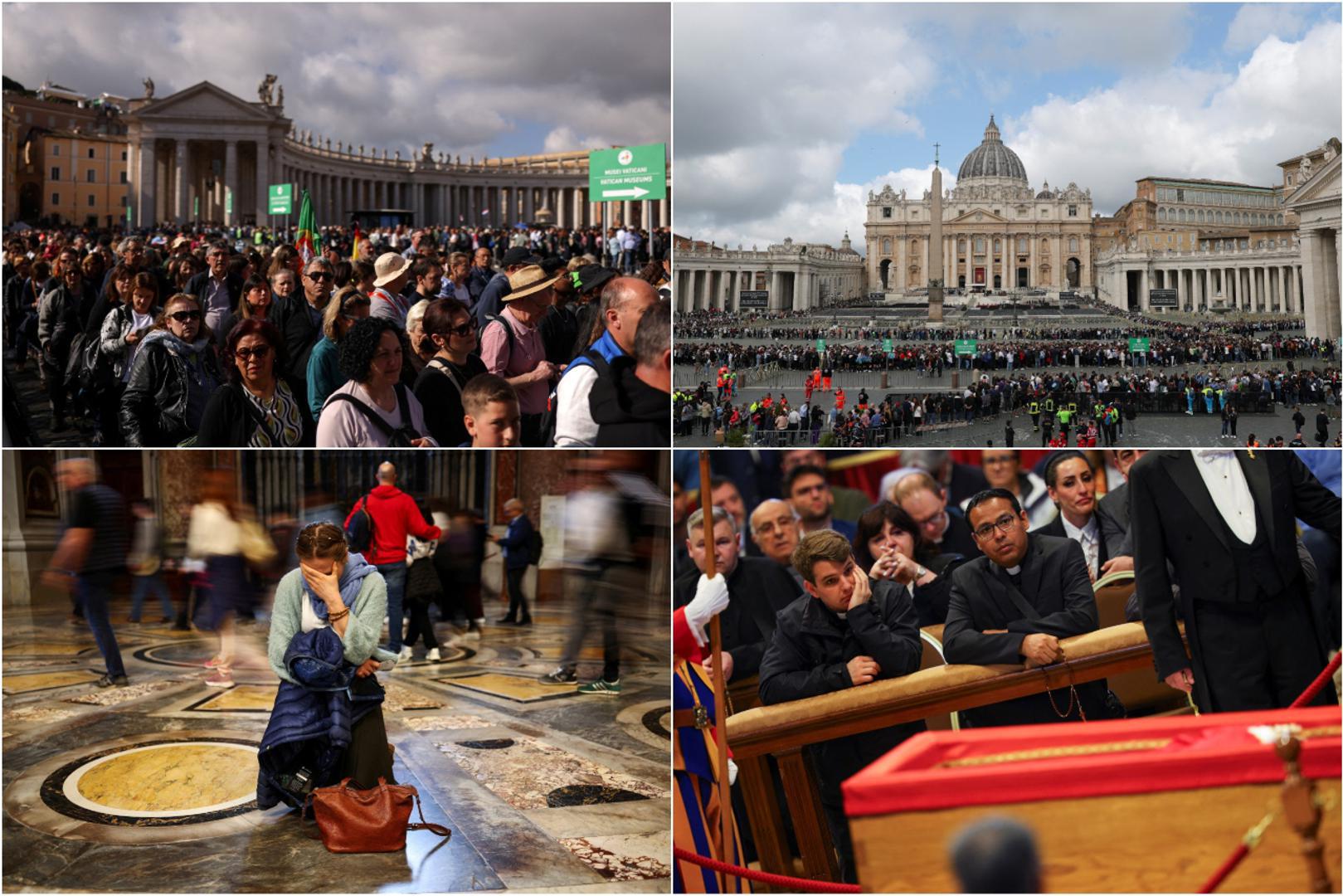 Redovi vjernika slijevaju se u baziliku sv. Petra tijekom cijele noći i u ranim jutarnjim satima u petak, posljednji dan oproštaja od pape Franje uoči njegova sprovoda u subotu. Bazilika je bila otvorena veći dio noći, zatvorivši svoja vrata samo tri sata između 2. 30 i 5.30 ujutro. 