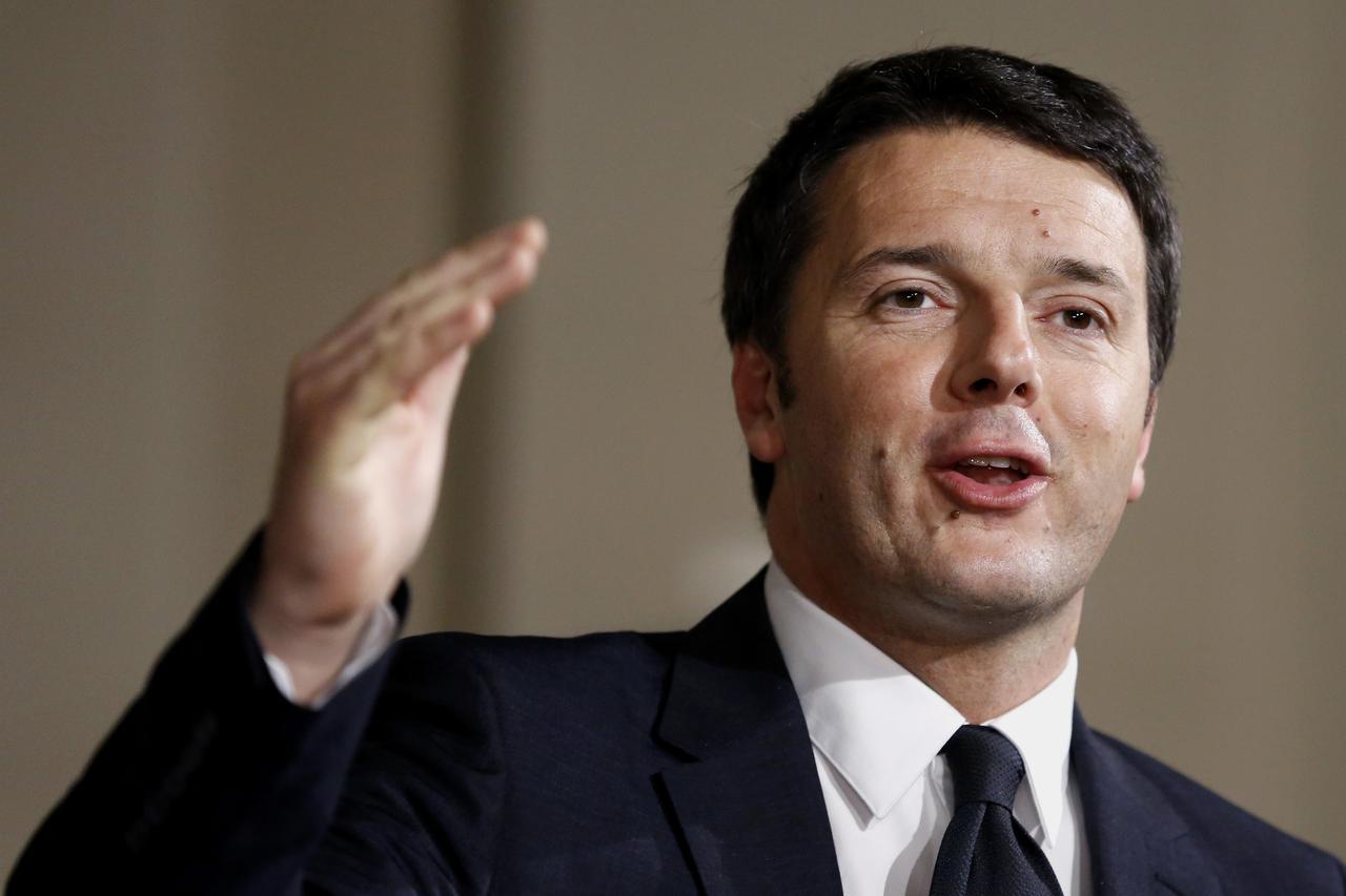 Matteo Renzi, Italy's incoming prime minister, speaks during a news conference to announce the names of the cabinet ministers that will form Italy's new government, at the Quirinale Palace in Rome, Italy, on Friday, Feb. 21, 2014. Photographer: Alessia Pi