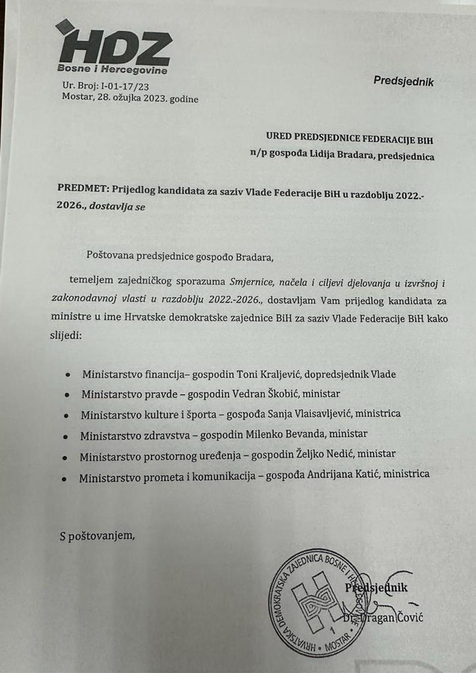 NEMA NITKO IZ HBŽ, HERCEGOVCI DOMINIRAJU: Poznata imena HDZ-a BiH za ministre u Vladi FBiH