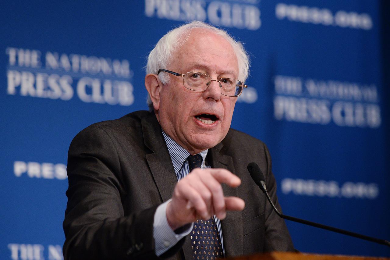 Vermont Senator Bernie Sanders, a potential 2016 candidate speaks at a NPC luncheon- DCVermont Senator Bernie Sanders speaks at a National Press Club luncheon March 9, 2015 in Washington, DC. Sanders, an independent who caucuses with Democrats, is conside