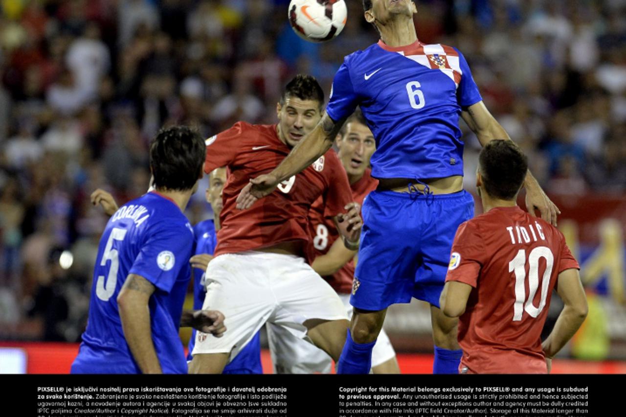 '06.09.2013., Stadion Crvena zvezda, Beograd - Kvalifikacijska nogometna utakmica za Svjetsko prvenstvo 2014. u Brazilu, skupina A, Srbija - Hrvatska. Dejan lovren Photo: Marko Lukunic/PIXSELL'