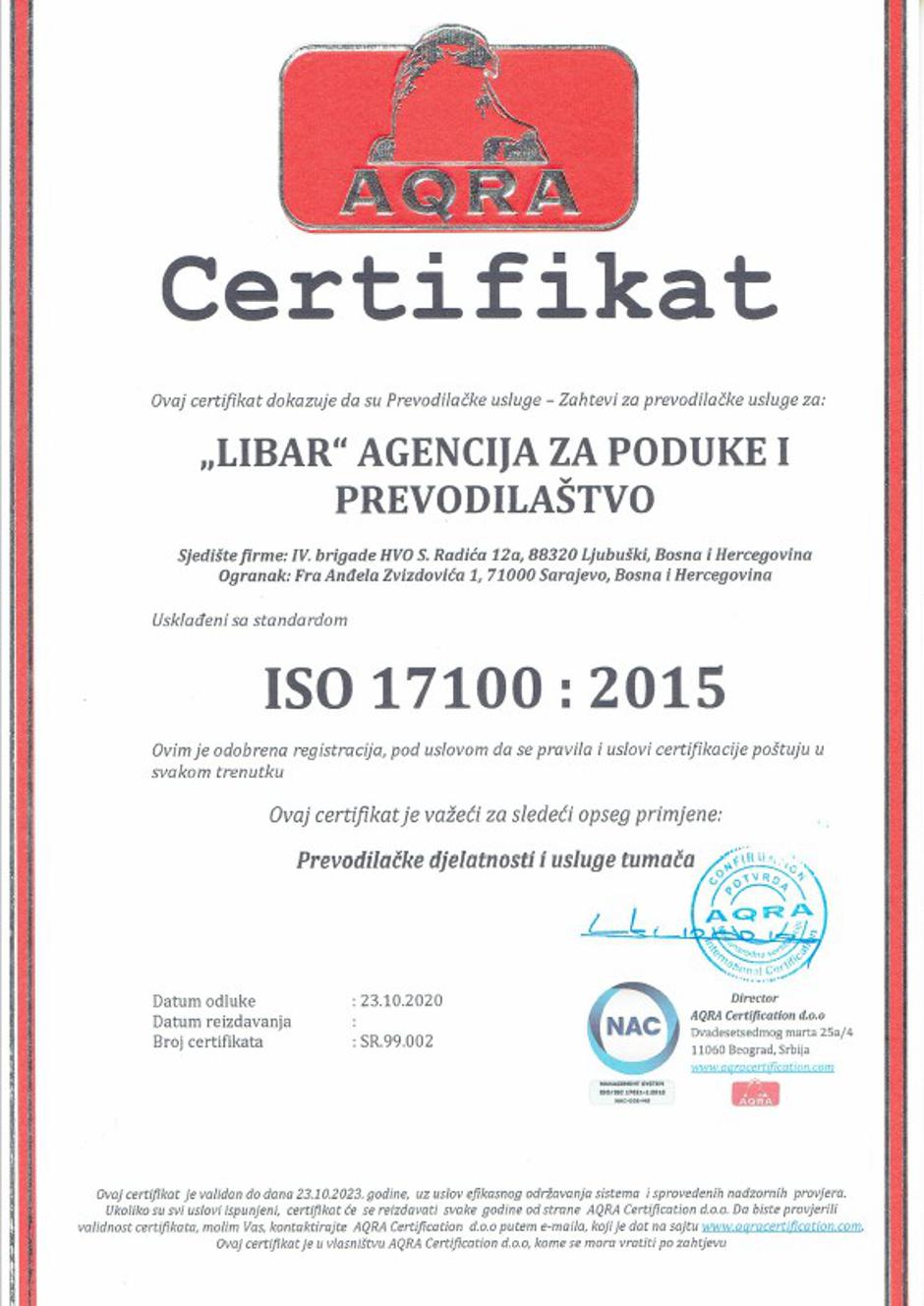certifikat libar