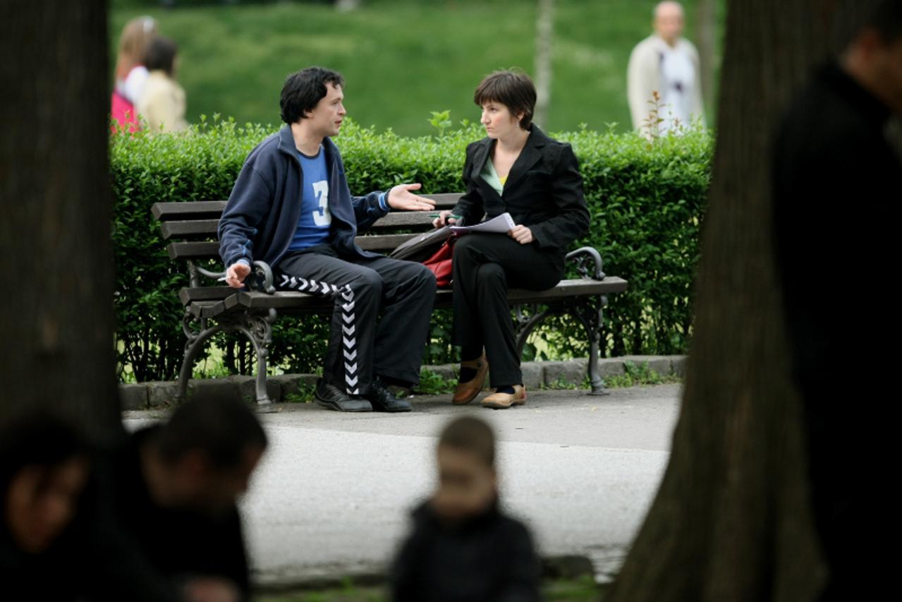 \'03.05.2011,Novi Sad,Srbija,Sugovornik i svjedok optuzenog svecenika za pedofiliju i bludne radnje,novinarka Suzana Lepan i Ilija Lutrov Photo: Davor Javorovic/PIXSELL\'