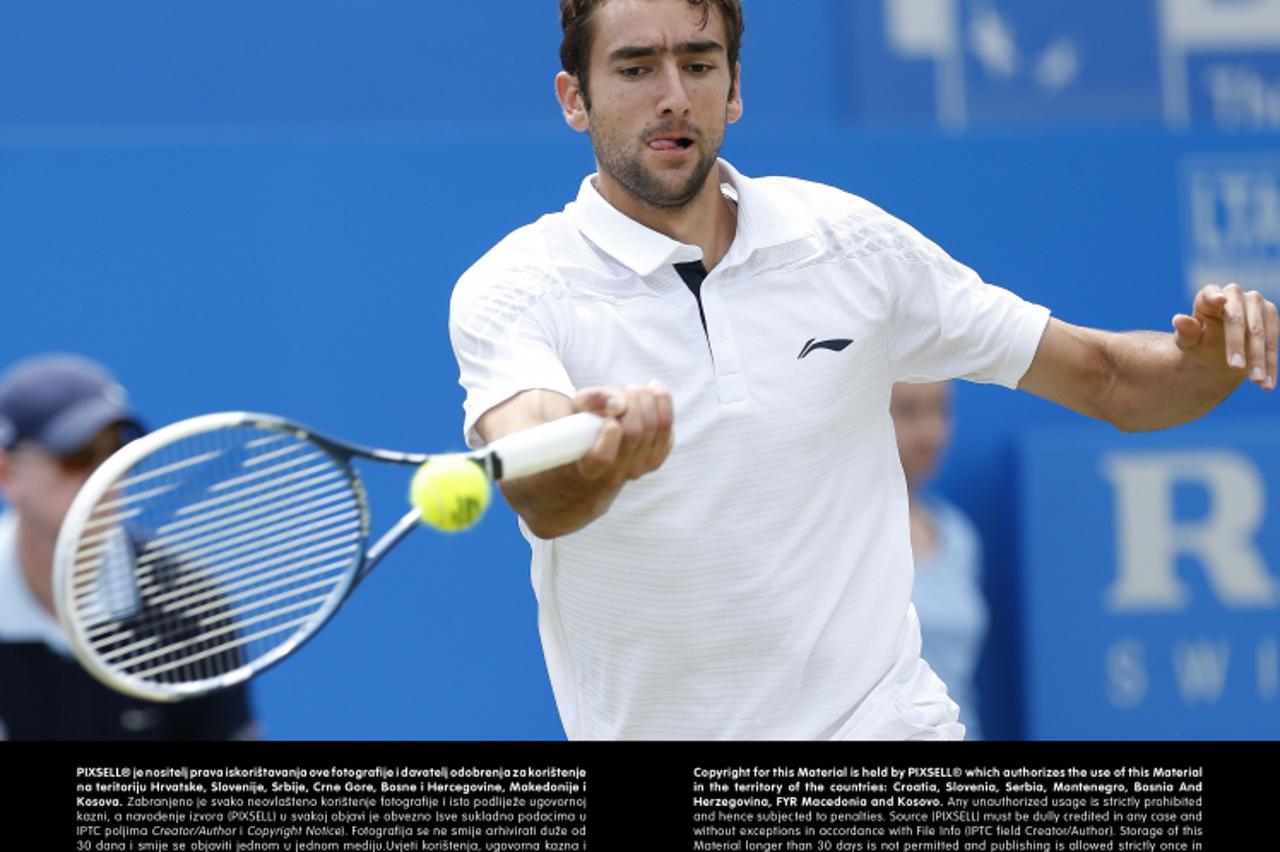 'Marin Cilic in during his match against Tomas Berdych at the AEGON Championships at The Queen\'s Club, London.Photo: Press Association/PIXSELL'
