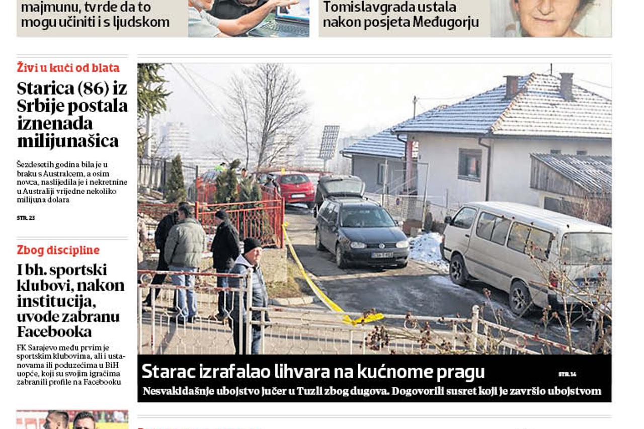 vecernji list bih naslovnica 21012016