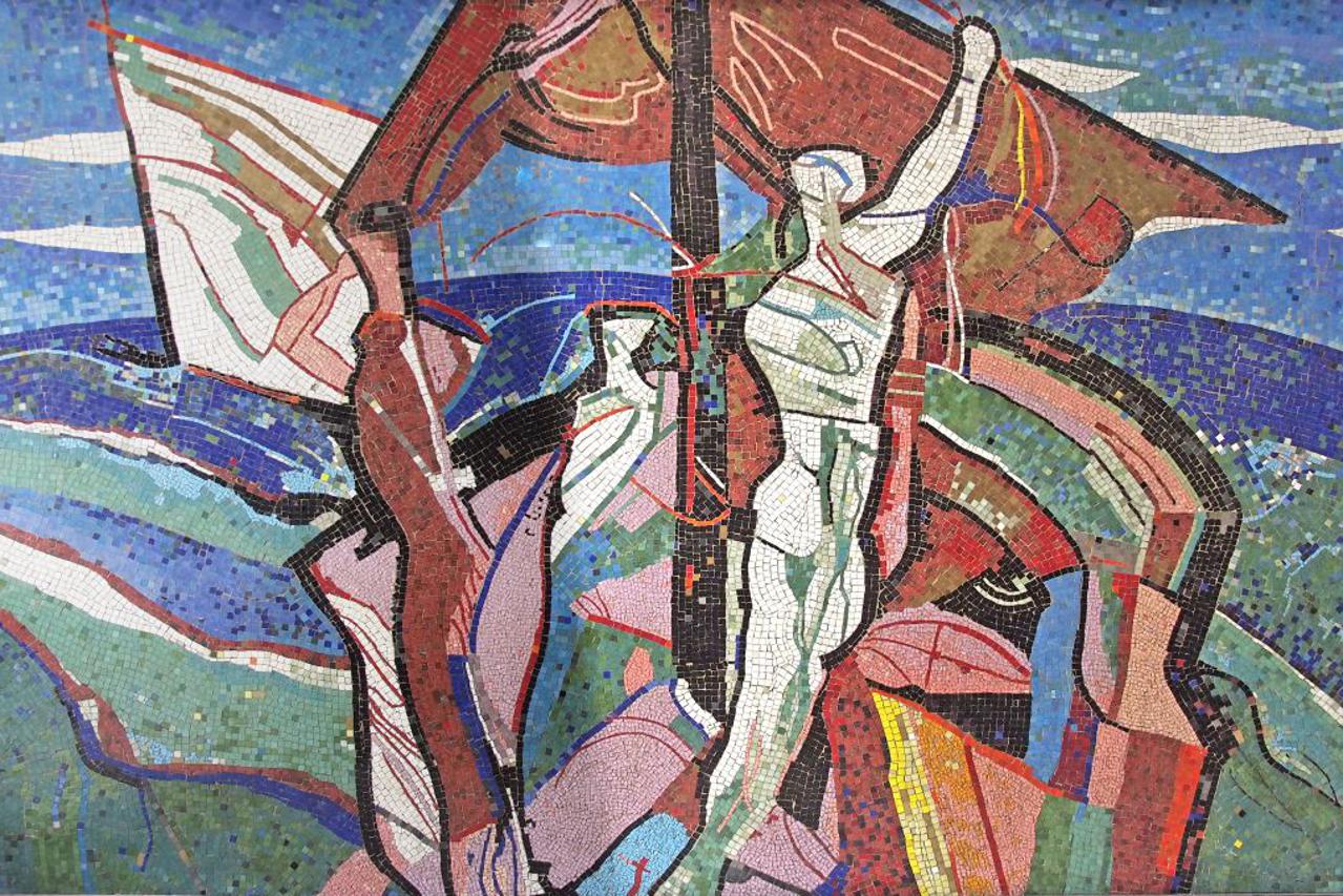 Zlatko Prica, mozaik, Ministarstvo obrane RH, Galerija Zvonimir, 1977.