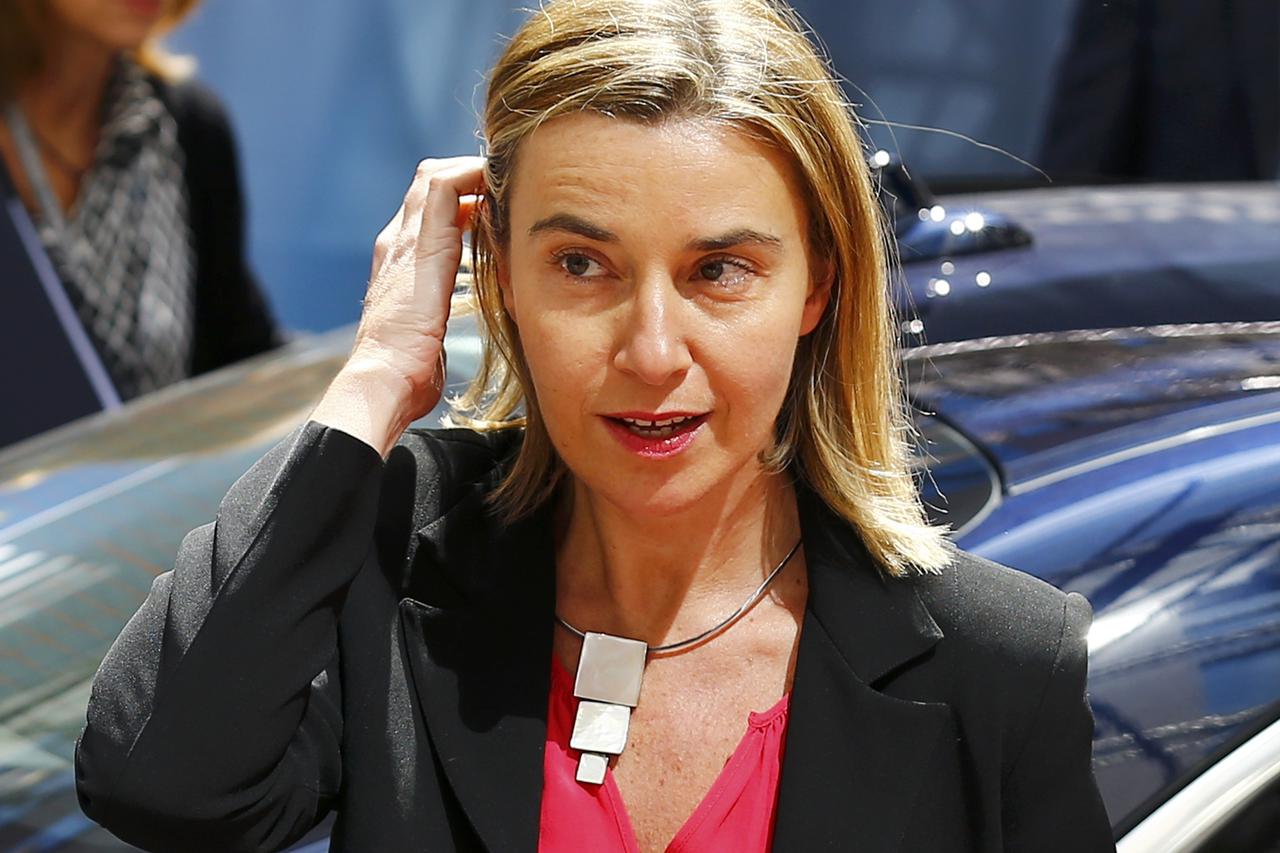 European Union Foreign Policy Chief Federica Mogherini arrives at the European Union (EU) Council headquarters at the start of an EU leaders summit in Brussels, Belgium, June 25, 2015.  The European Union leaders summit on migration, the long-term future 