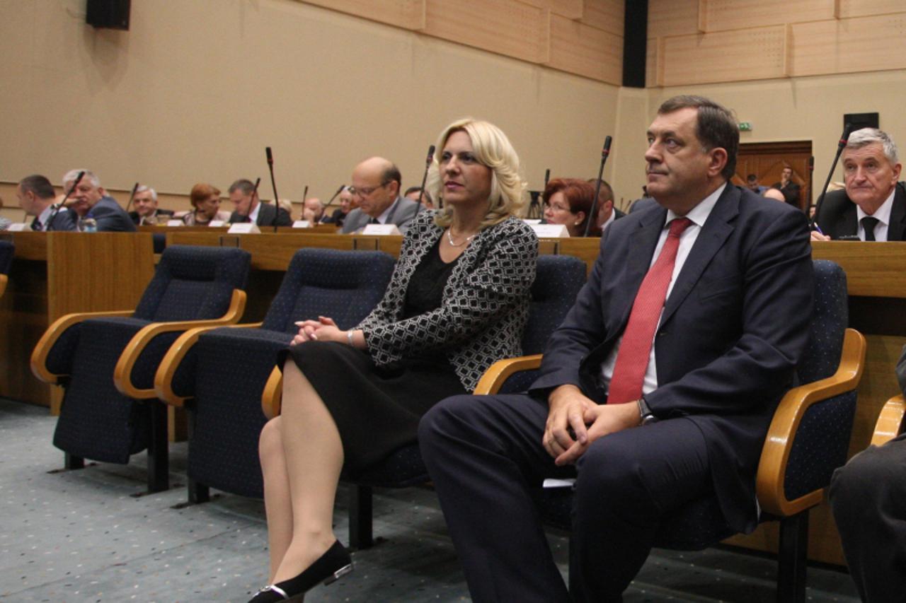 'Banjaluka 04.10.2013 Zeljka Cvijanovic premijer RS i Milorad Dodik predsednik RS  u NSRS  Foto Dejan Moconja'